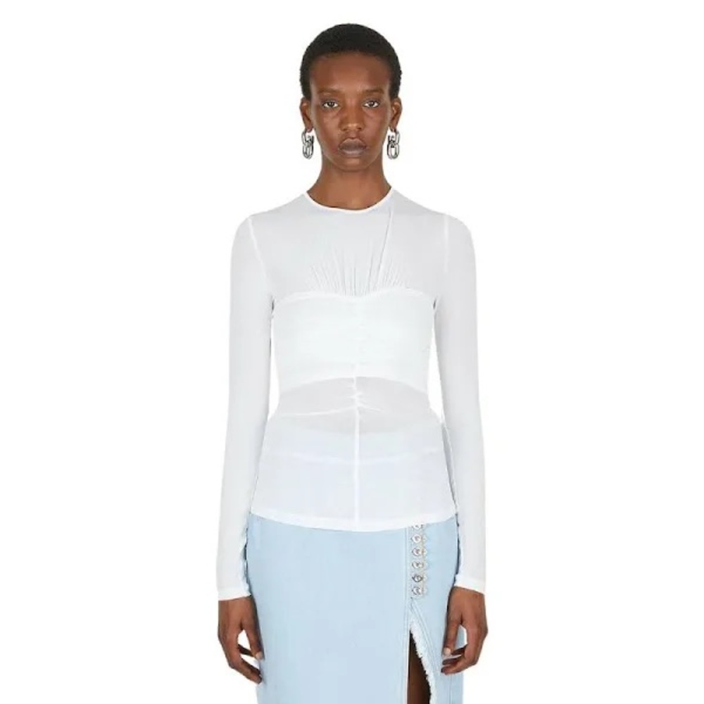 ISABEL MARANT women’s Jalila Ruched Long Sleeve Bustier Top White Size 42